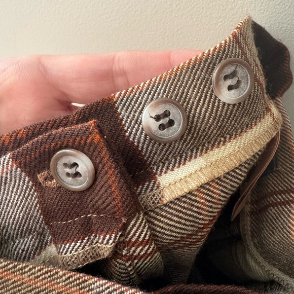 Vintage Wool Tartan Neutral Tan Brown Plaid Pleated Skirt Kilt w/Buckles 24" - Picture 4 of 5